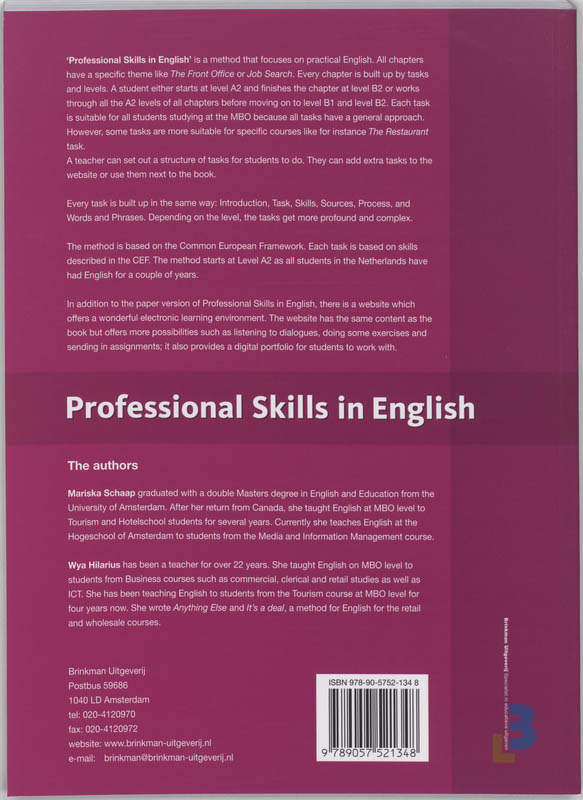 Achterkant van Professional Skills in English