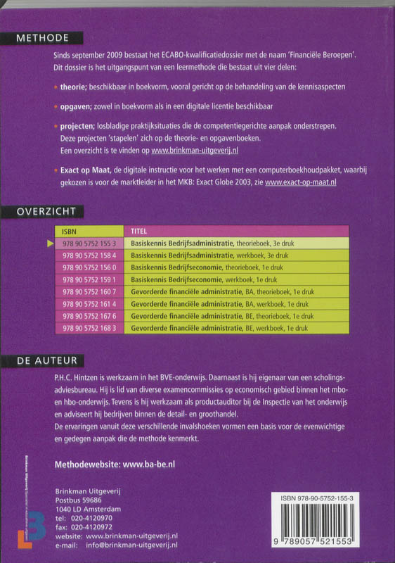 Achterkant van Basiskennis bedrijfsadministratie
