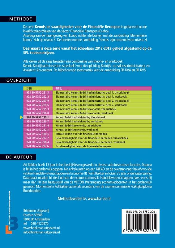Achterkant van Kennis bedrijfsadministratie