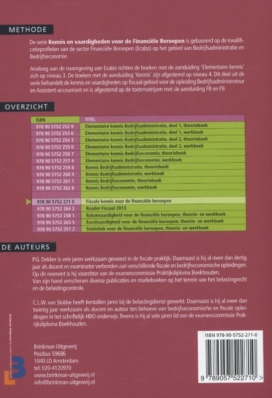 Achterkant van Fiscale kennis voor de financiele beroepen