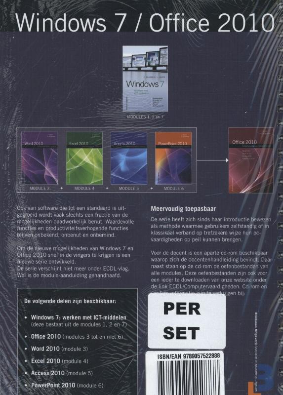 Achterkant van Office 2010 in losse modules