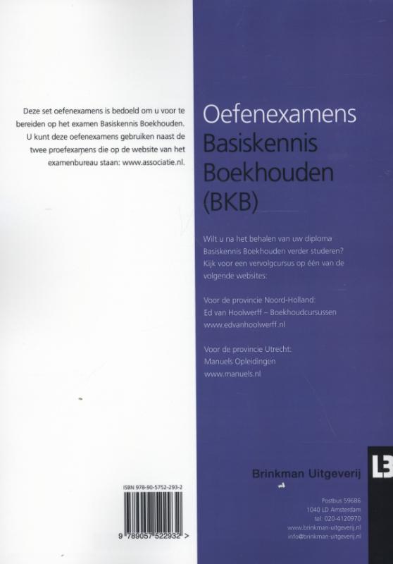 Achterkant van Oefenexamens basiskennis boekhouden (BKB)