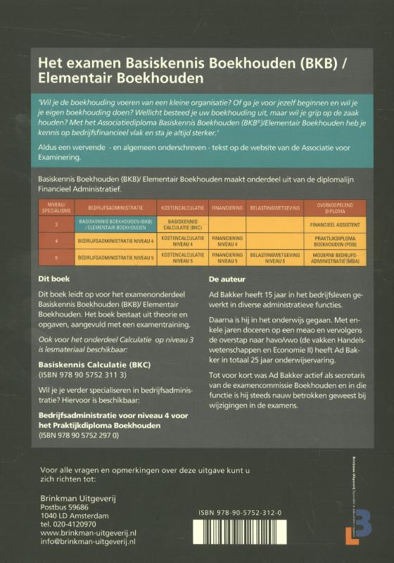 Achterkant van Basiskennis Boekhouden/Elementair Boekhouden (BKB/EB)