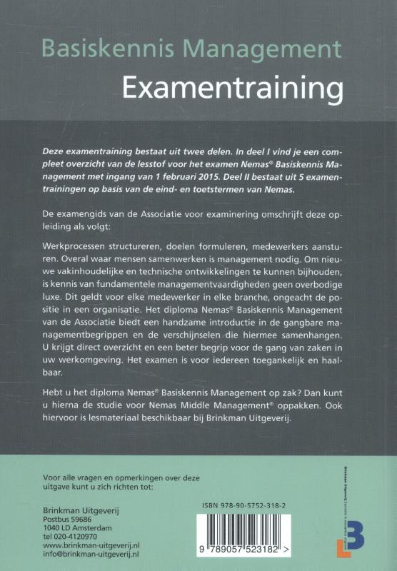 Achterkant van Examentraining Nemas basiskennis management (NBM)