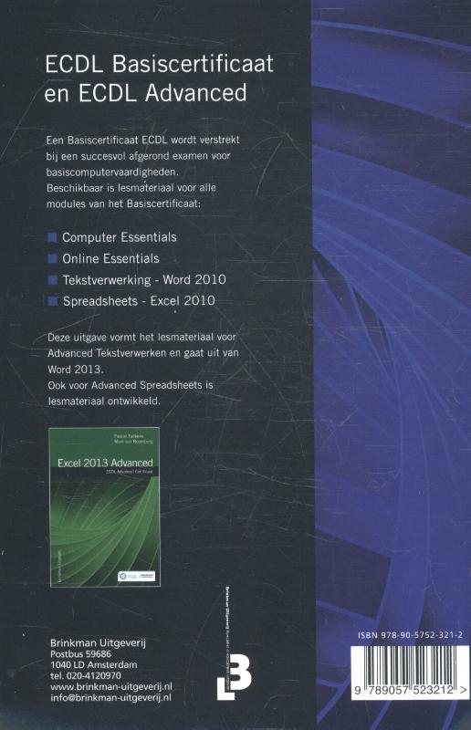 Achterkant van Word 2013 advanced