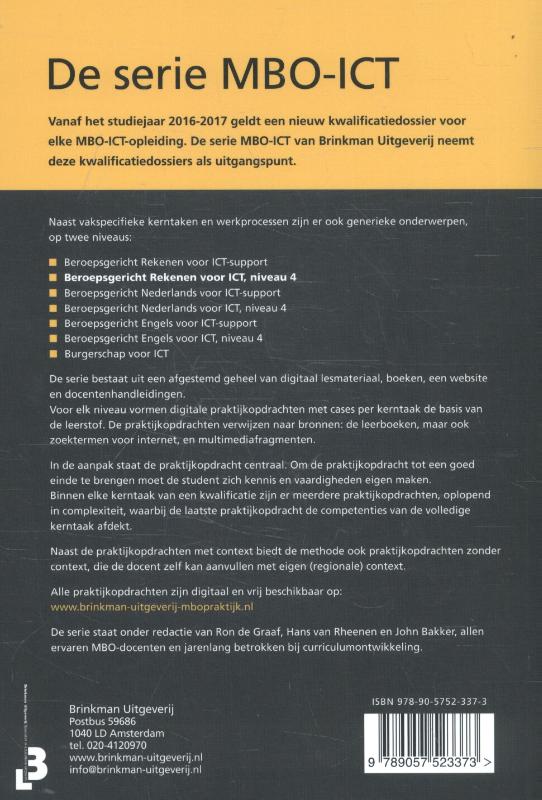 Achterkant van Beroepsgericht rekenen voor ict, niveau 4