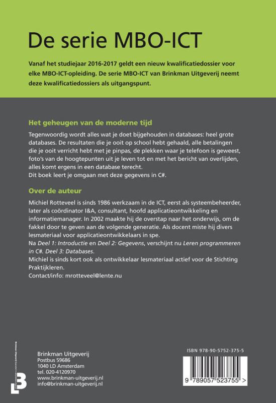 Achterkant van Leren programmeren in C#, deel 3, Databases