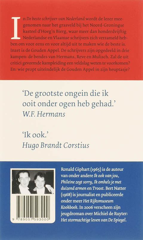 Achterkant van De beste schrijver van Nederland