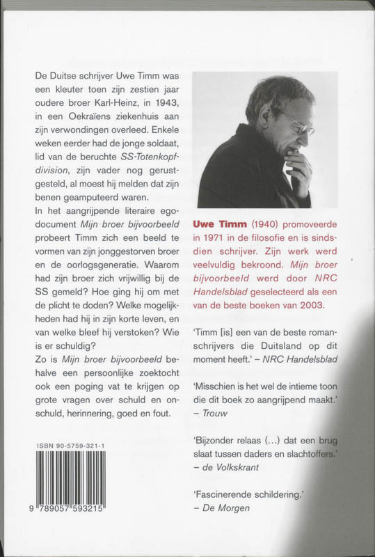 Achterkant van Mijn broer bijvoorbeeld