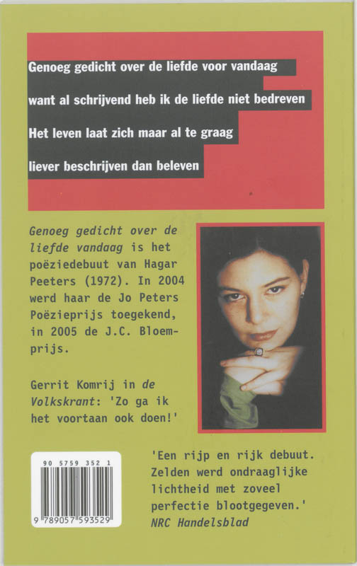 Achterkant van Genoeg gedicht over de liefde vandaag