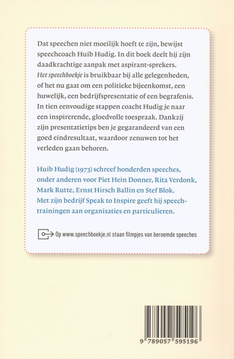 Achterkant van Het speechboekje