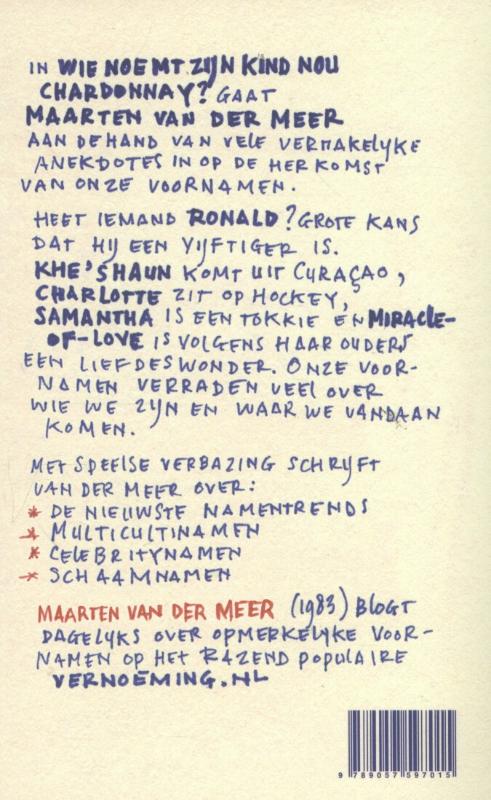 Achterkant van Wie noemt zijn kind nou Chardonnay?