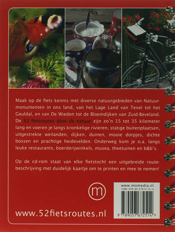 Achterkant van 52 fietsroutes door de natuur