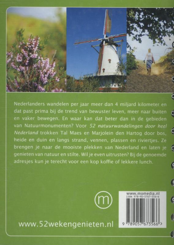 Achterkant van 52 natuurwandelingen door heel Nederland