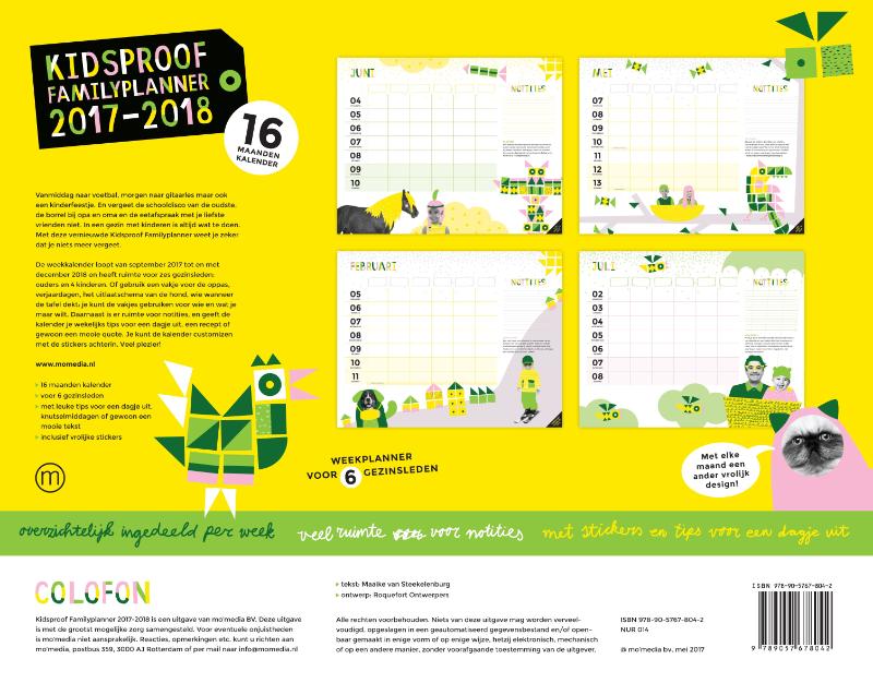 Achterkant van Kidsproof Familyplanner 2017-2018