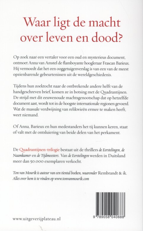 Achterkant van 1 De eerstelingen