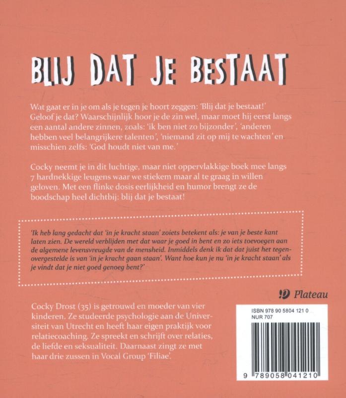 Achterkant van Blij dat je bestaat