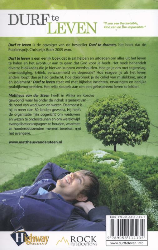 Achterkant van Durf te leven