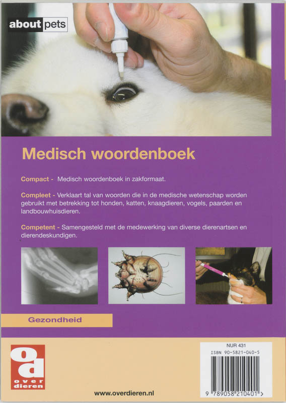 Achterkant van Medisch woordenboek voor dieren