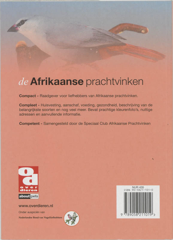 Achterkant van De Afrikaanse prachtvinken