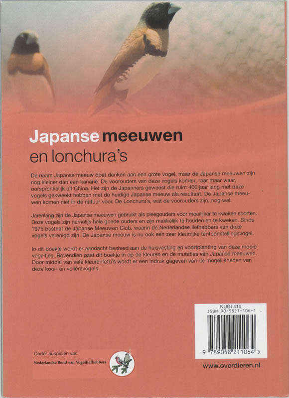 Achterkant van Japanse meeuwen en lonchura's