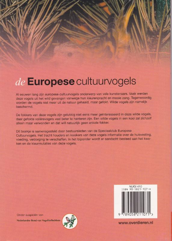 Achterkant van Europese cultuurvogels
