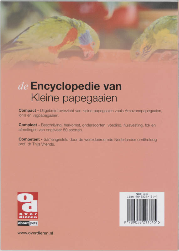 Achterkant van Encyclopedie van kleine papegaaien