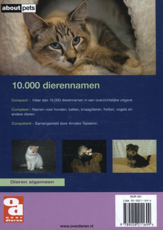 Achterkant van 10.000 Dierennamen
