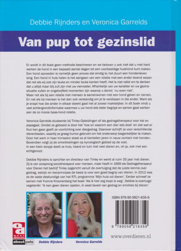 Achterkant van Van pup tot gezinslid
