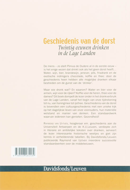 Achterkant van Geschiedenis van de dorst