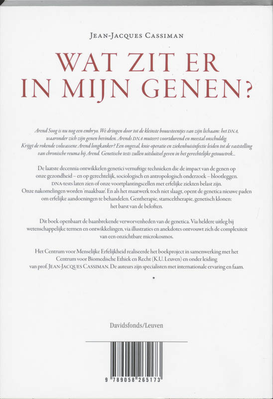 Achterkant van Wat zit er in mijn genen?