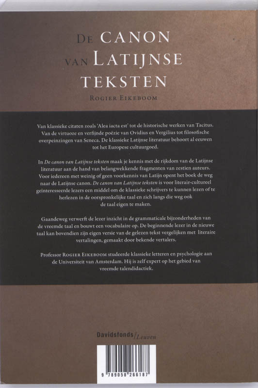 Achterkant van De Canon van Latijnse teksten