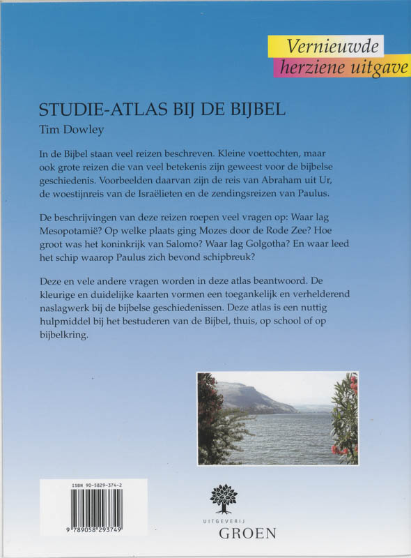 Achterkant van Studie-atlas bij de bijbel