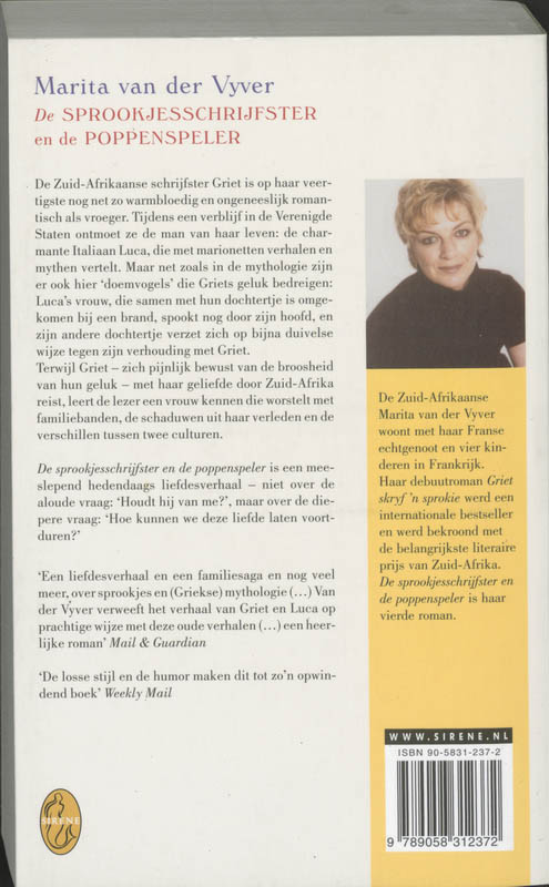 Achterkant van De sprookjesschrijfster en de poppenspeler