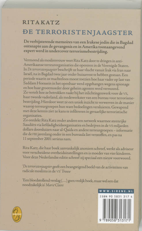 Achterkant van De terroristenjaagster