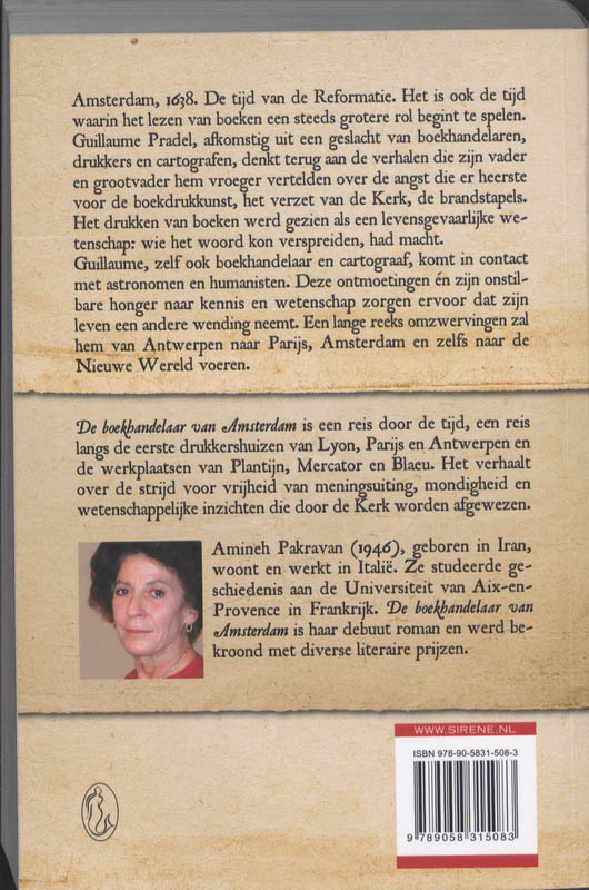 Achterkant van De boekhandelaar van Amsterdam