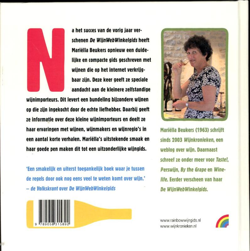 Achterkant van De rainbow wijngids