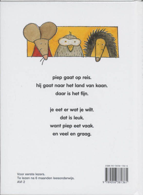 Achterkant van Piep in het land van Kaan