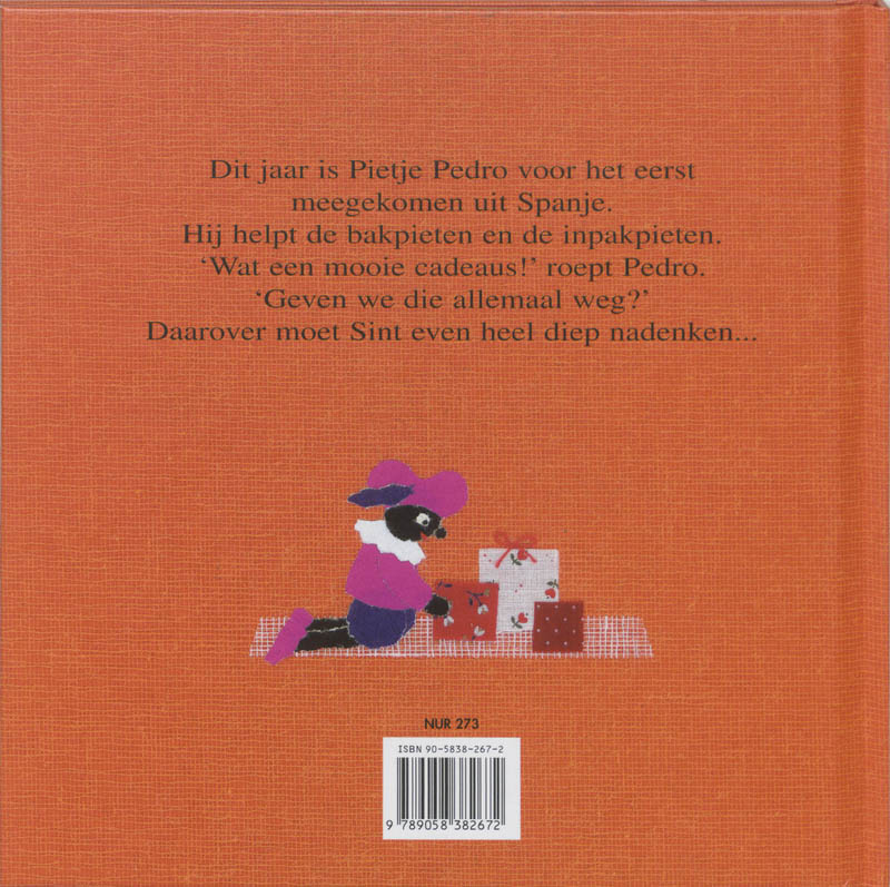 Achterkant van Pietje Pedro helpt Sint