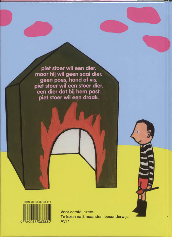 Achterkant van Piet Stoer wil een draak