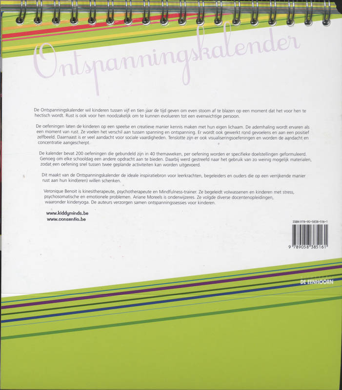 Achterkant van Ontspanningskalender