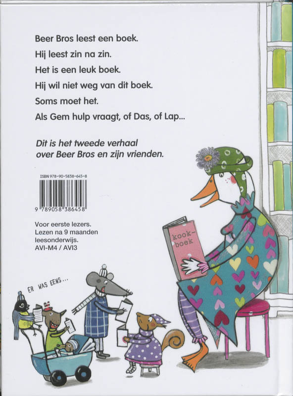 Achterkant van Beer Bros leest een boek