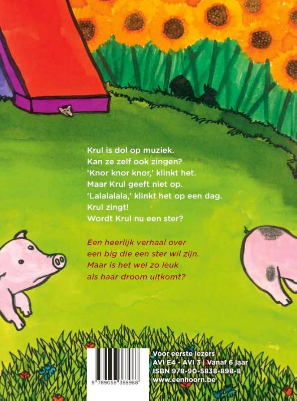 Achterkant van Krul, een ster van een big