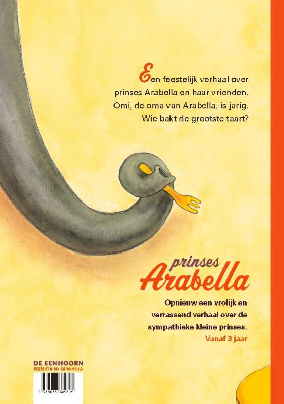 Achterkant van Prinses Arabella en de reuzentaart