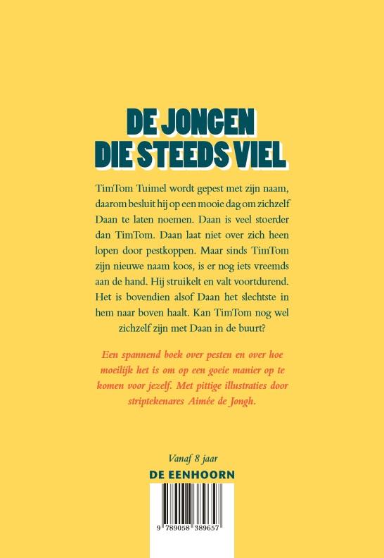 Achterkant van De jongen die steeds viel