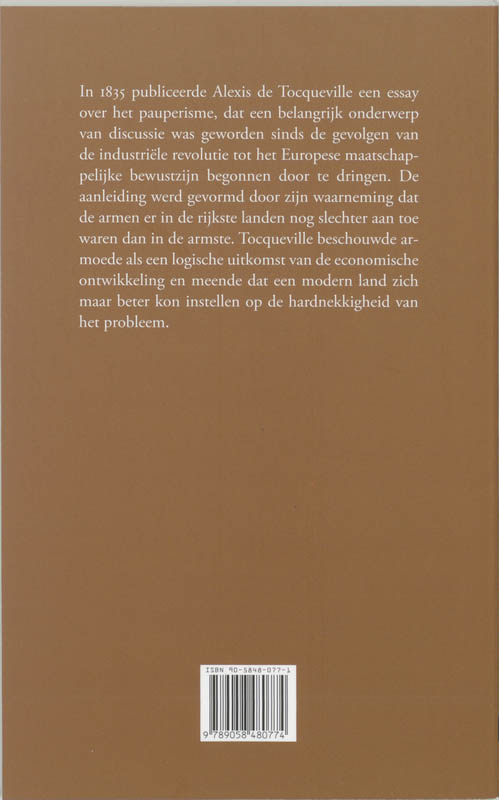 Achterkant van Over het pauperisme
