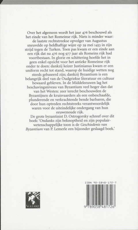 Achterkant van Gerschiedenis van Byzantium