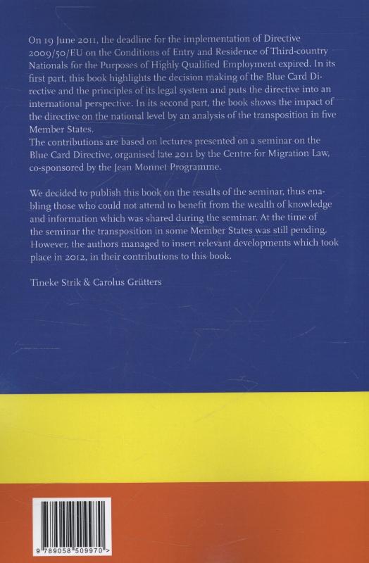 Achterkant van The blue card directive