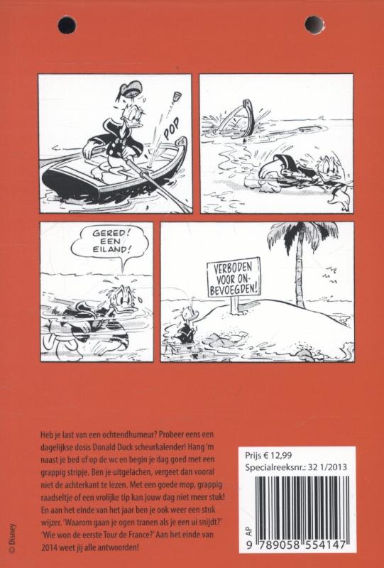 Achterkant van Donald Duck scheurkalender