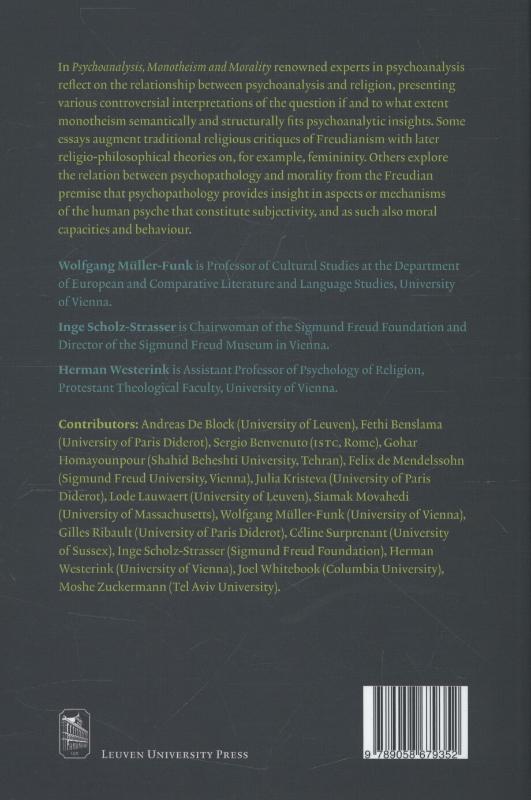 Achterkant van Psychoanalysis, monotheism and morality